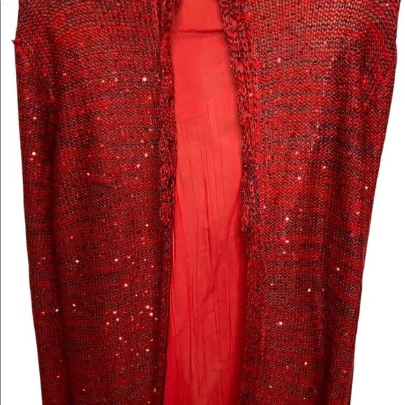 Time and Tru Women’s Sweater XXL (20) Red Black Semi-Sheer Panel Long Sleeves - Picture 8 of 10